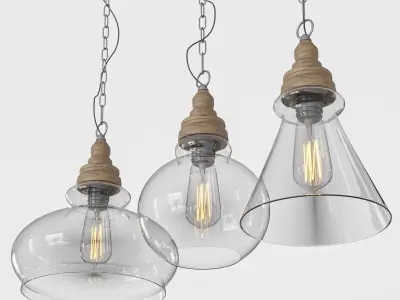 Collection-lamps-warly-01 chandelier with six lamps 3D Model Pack