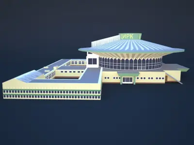 BISHKEK-STATE-CIRCUS circular building Low-poly 3D model