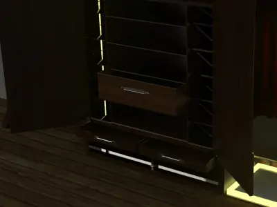 wall closet with back light mirror 3D model