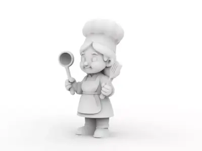 Cartoon Chef Woman 3D Printable 3D print model