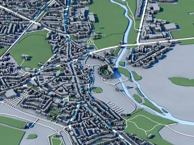 Warwick Cityscape England Warwickshire Architecture 3D model