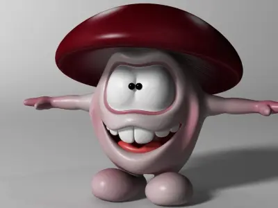 Cartoon Mushroom Character Rigged and Animated  Low-poly 3D model