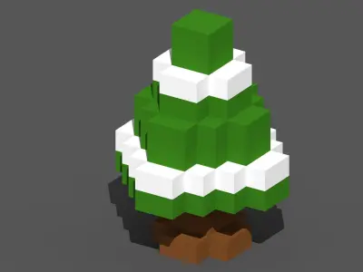 Xmas Tree Voxel - 2 Low-poly 3D model