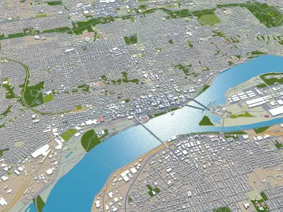 Davenport City Iowa USA Low-poly 3D model