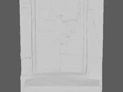 Ruined wooden doors with staircase 3D model