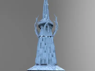 Karnak Tower sci fi Low-poly 3D model