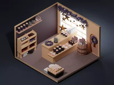 Christmass Gift Shop Low-poly 3D model