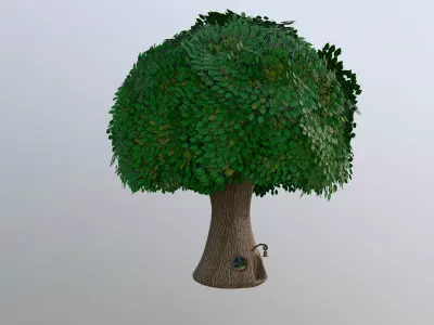 Fantasy Tree House with Dense Green Foliage 3D model