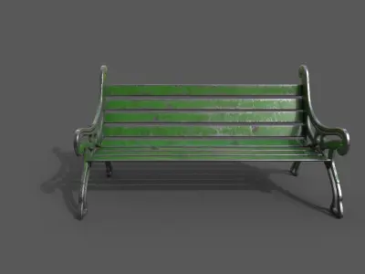 Old Street Bench Low-poly 3D model