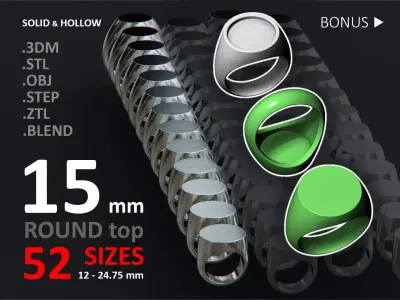 15 mm Signet ring Pack 3D print model