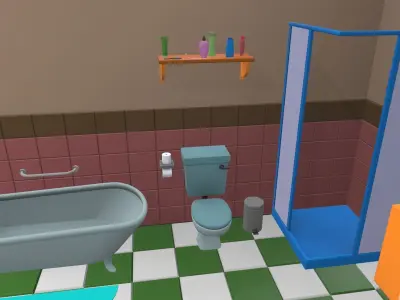 Isometric cartoon bathroom 02 3D model