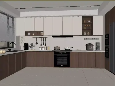 Modern minimalist kitchen 3D model
