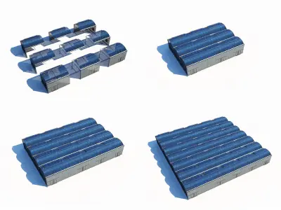 Greenhouse three buildings Low-poly 3D model