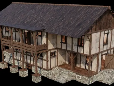 Medieval Houses 10 - 4K Textures Game Ready Low-poly 3D model