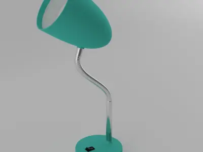  Blue desk lamp that turns on its light with rig 3D model
