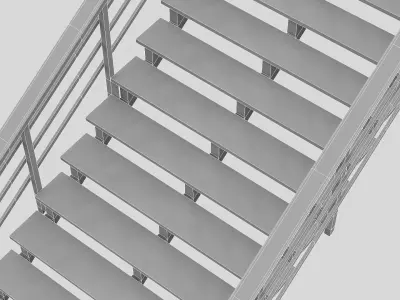 Rustic Stairs and Railings Kit Low-poly 3D model