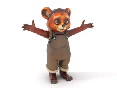 Adorable Bear Cub Character Rigged and Animated for Game Deve... Low-poly 3D model