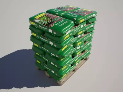 Bark Mulch Bag Pallet Low-poly 3D model