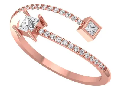 Open End Light Weight Princess stone Band Ring 3D print model