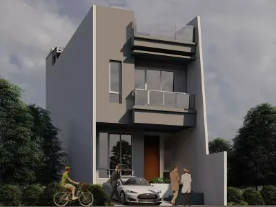 Modern House Design 6x17m  2 Floors SketchUp File Only 3D model