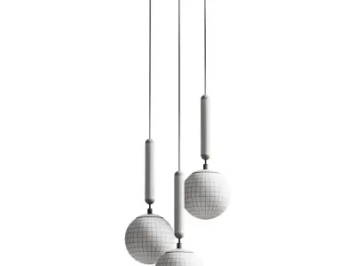 Suspended chandelier Host with white shades 3D model