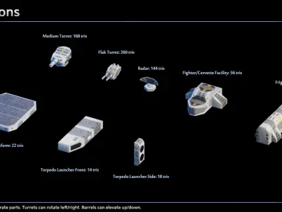 Spaceship Seydlitz Carrier Low-poly 3D model