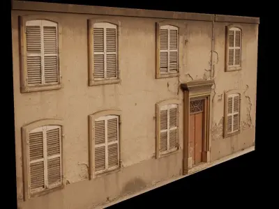 Derelict Wall-8 Low-poly 3D model