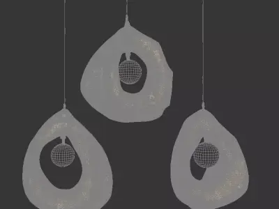  Organic Pendant Lamp Set  Triple Teardrop Ceiling Light Low-poly 3D model