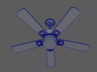 Ceiling Fan with Cylinder Light 3D model