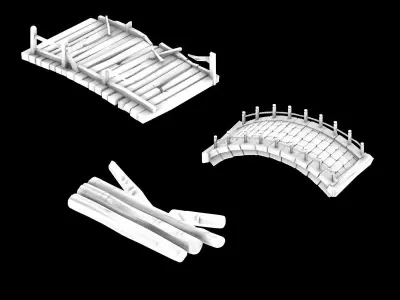 Field - Stone Bridge - Wooden Bridge 03 3D model