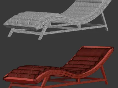 Wooden chaise lounge 3D model
