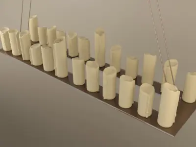 Pillar Candle Rectangle Chandelier Lamp large 3D model