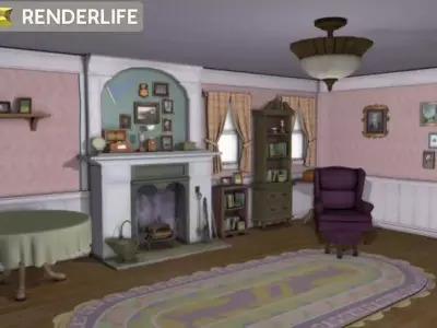 Old farmhouse living room 3D model