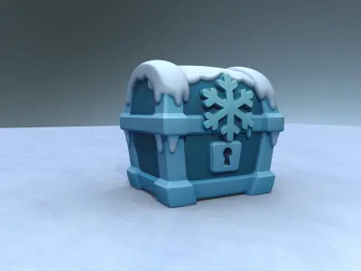 Frozen Chest - Stylized Ice Loot Box 3D Model Low-poly 3D model