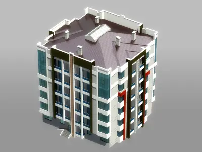 House Architectural 3d Model with Render Scene Low-poly 3D model