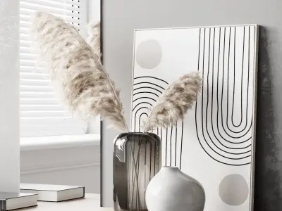 Hallway 5 modern bedroom with round mirror on wall 3D model