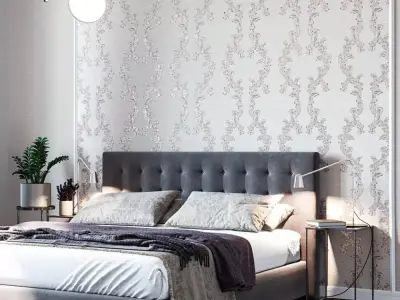 Baroque Silver Scroll Wallpaper  Texture