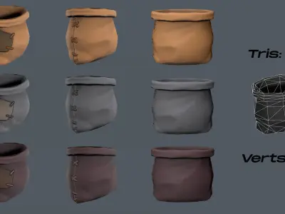 Stylized Sack Low-poly 3D model