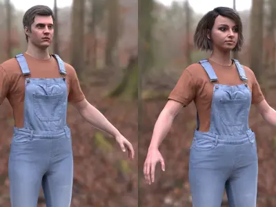  Man and Woman in Overall Outfit 6 