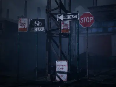 Traffic Sign Old Low-poly 3D model