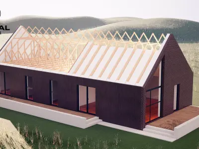 Modern House Truss System Low-poly 3D model