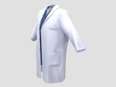 Mens Medical Scrub Top with Lab Coat Outfit Low-poly 3D model