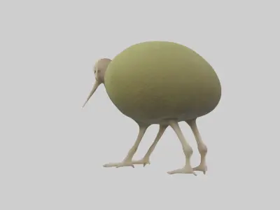 Kiwi walking on forest floor model Low-poly 3D model