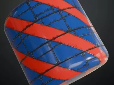 Red Blue Sci-Fi Metal Panel PBR Seamless Texture