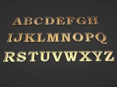 inset gold silver  A to Z pendant jewelry letter initial text  3D print model