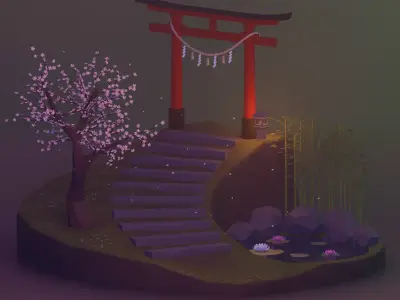 Torii gate Low-poly 3D model