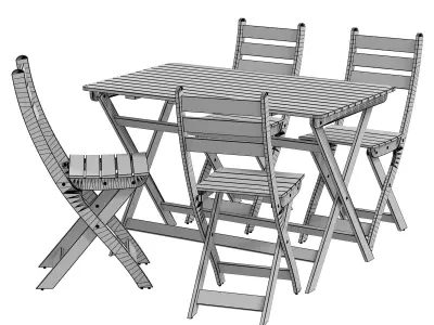 ASKHOLMEN Table 4 outdoor chairs 3D model