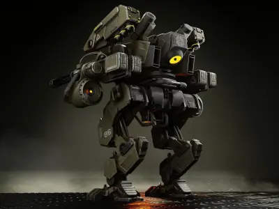 Warrior Mech Low-poly 3D model