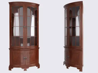 MAHOGANY QUARTER ROUND CORNER CABINET 3D model