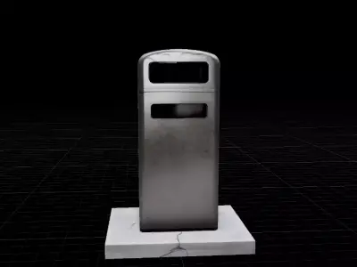 Realistic Urban Street Trash Bin Game Ready Prop 3D model